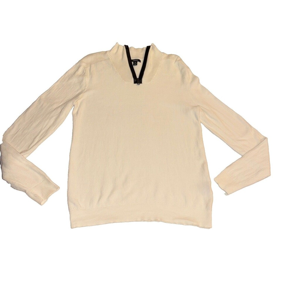 Alfani Men's Off White Quarter-Zip Mock-Neck Long-Sleeve Sweater Size M